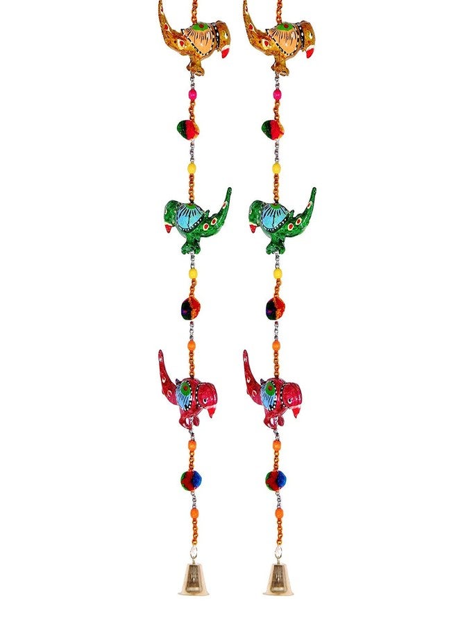 Suvasane Rajasthani Handmade Decorative Parrot Paper Mache Latkan Door Hanging Toran Ornaments for Home Decoration - Set of 2 (39 Inch, Multicolor) - Image 1